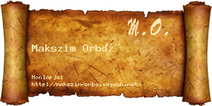 Makszim Orbó névjegykártya
